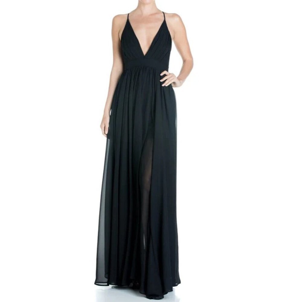 Meghan Los Angeles Womens Enchanted Garden Maxi Dress Black Size XL‎ Extra Large - Picture 3 of 10